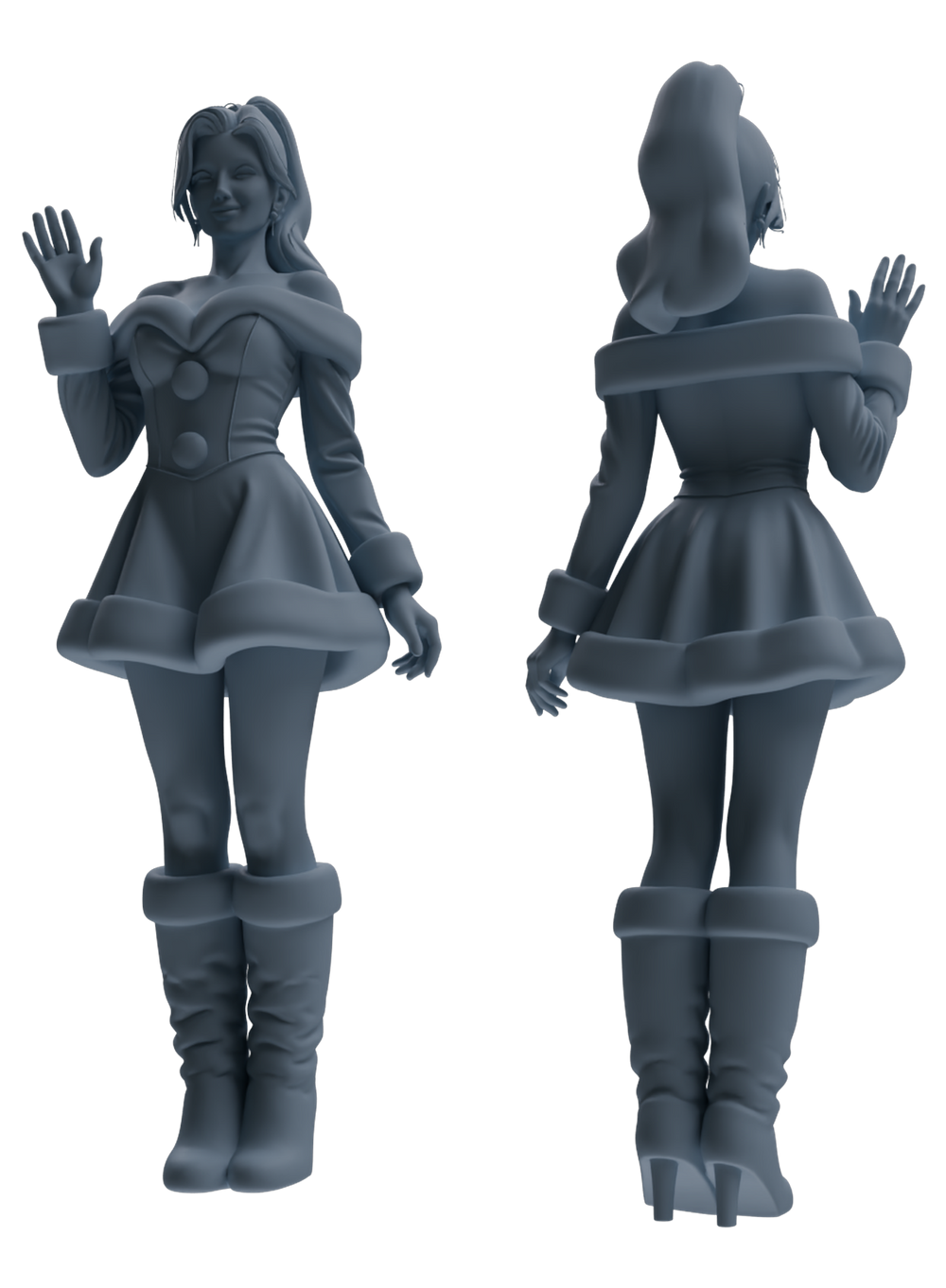 Detail view of MRY-SFW LYTR880 Christmas Themed Girl Figure Modern Model 4 pcs Model