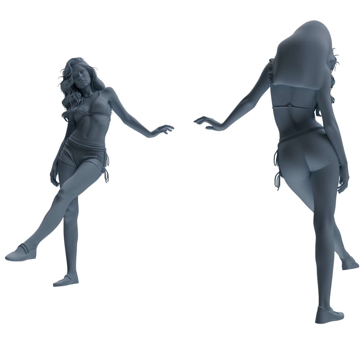 Detail view of MRY-SFW LYTR858 Multi-pose Female Figure Modern Model 4 pcs Miniature Car Diorama Figures Scene Props Accessories Resin Model
