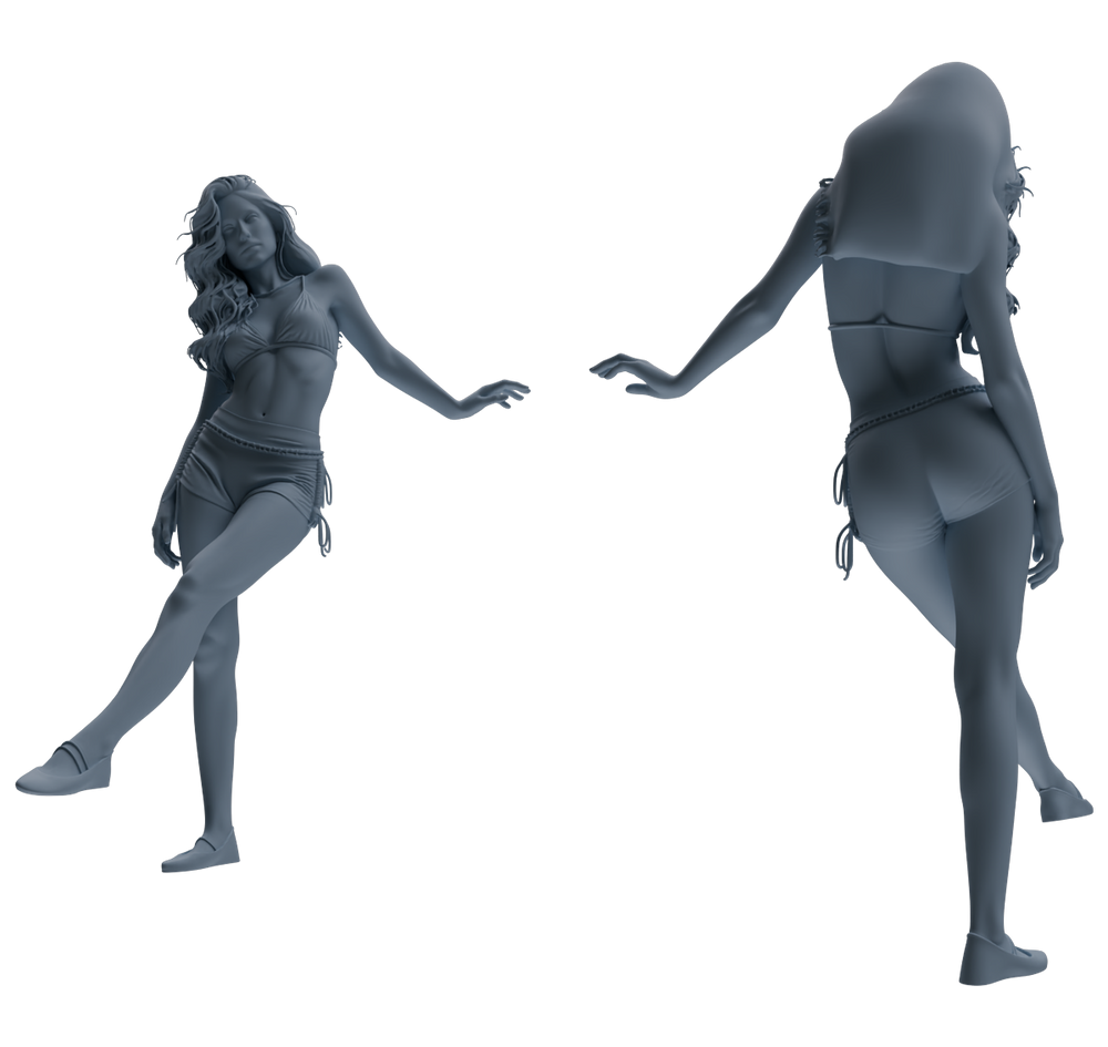Detail view of MRY-SFW LYTR858 Multi-pose Female Figure Modern Model 4 pcs Miniature Car Diorama Figures Scene Props Accessories Resin Model