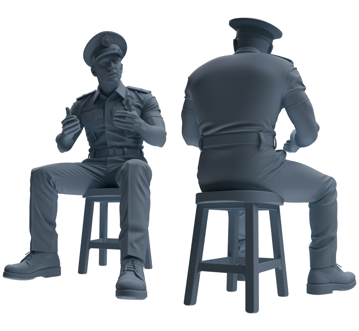 Detail view of MRY-SFW LYGR768 Modern Hong Kong Police Six-Person Discussion Group Model