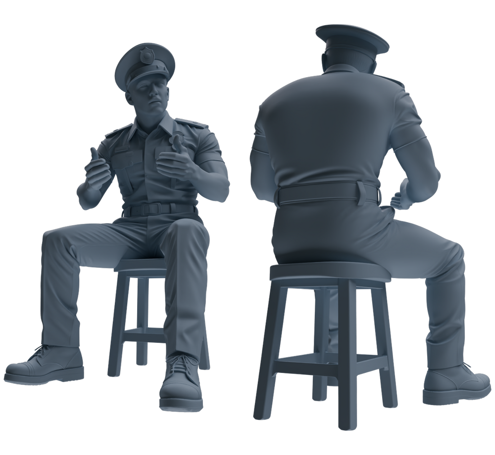 Detail view of MRY-SFW LYGR768 Modern Hong Kong Police Six-Person Discussion Group Model
