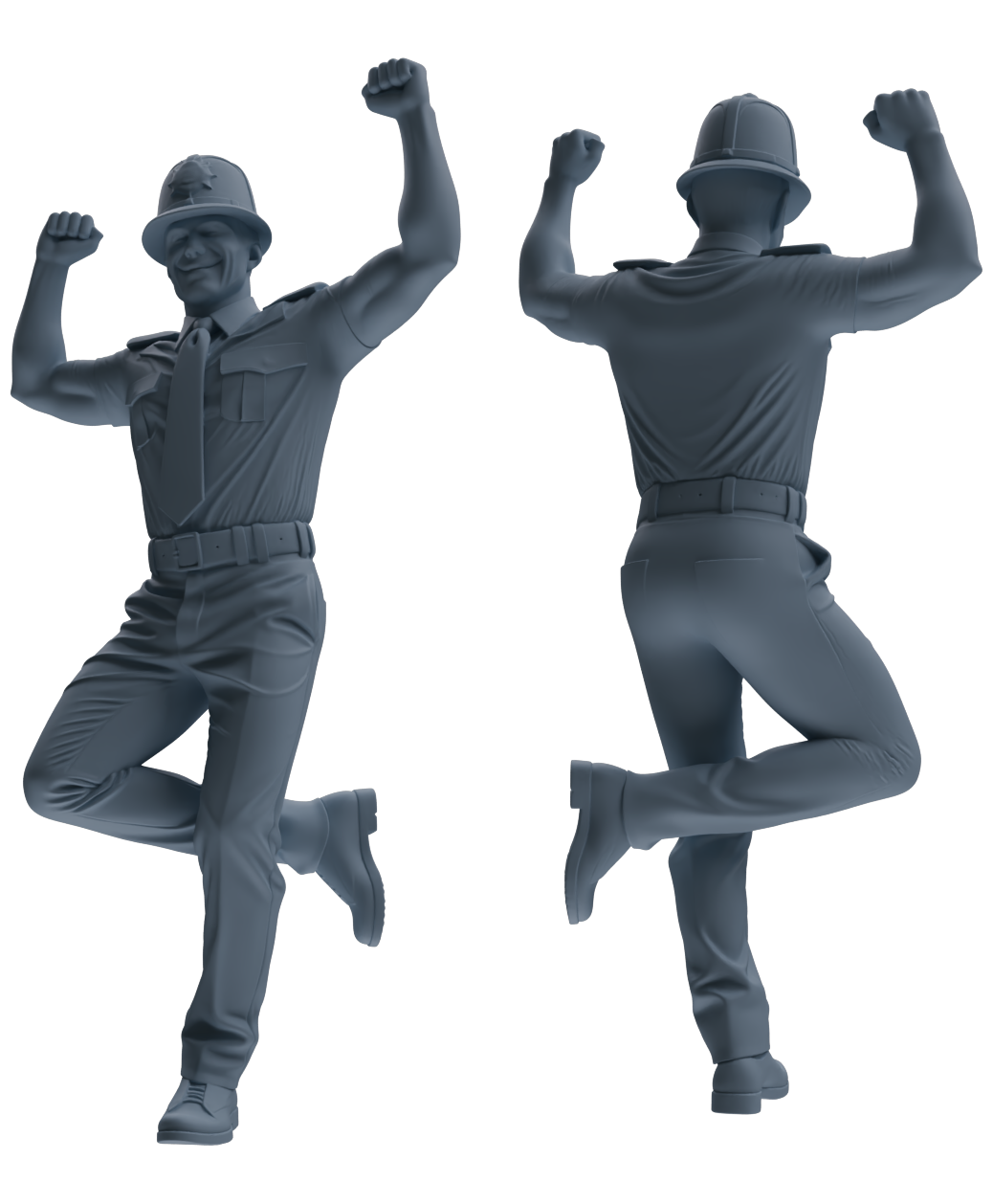 Detail view of MRY-SFW LYGR807 Modern British Police Six-Person Dancing Group Model