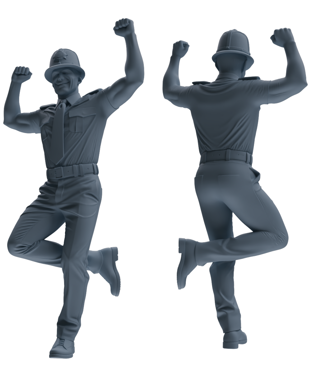 Detail view of MRY-SFW LYGR807 Modern British Police Six-Person Dancing Group Model