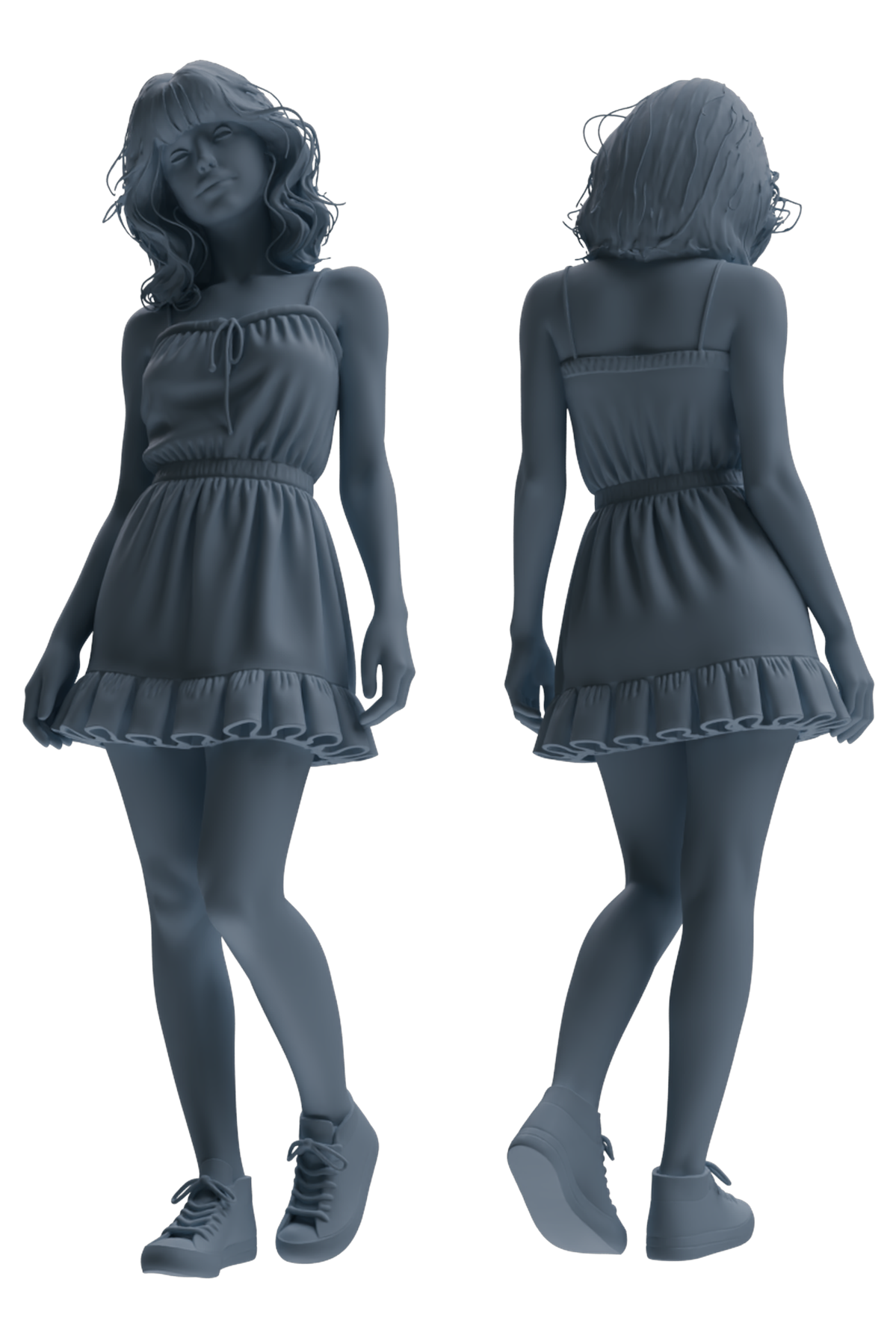 Detail view of MRY-SFW LYTR852 Casual Girl Figure Modern Model 3 pcs Miniature Car Diorama Figures Scene Props Accessories Resin Model