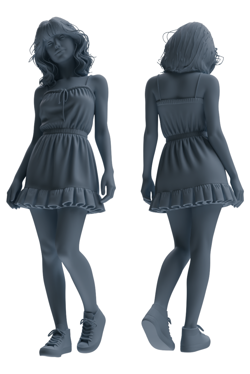 Detail view of MRY-SFW LYTR852 Casual Girl Figure Modern Model 3 pcs Miniature Car Diorama Figures Scene Props Accessories Resin Model