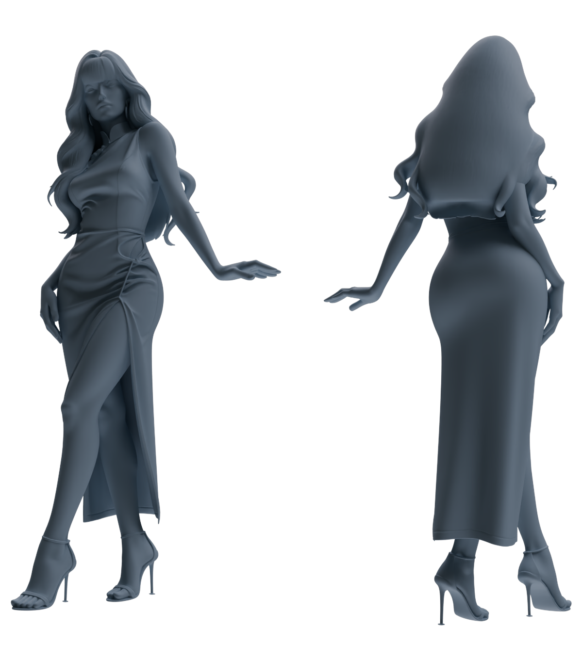 Detail view of MRY-SFW LYTR869 Modified Cheongsam Woman Figure Modern Model 3 pcs Model