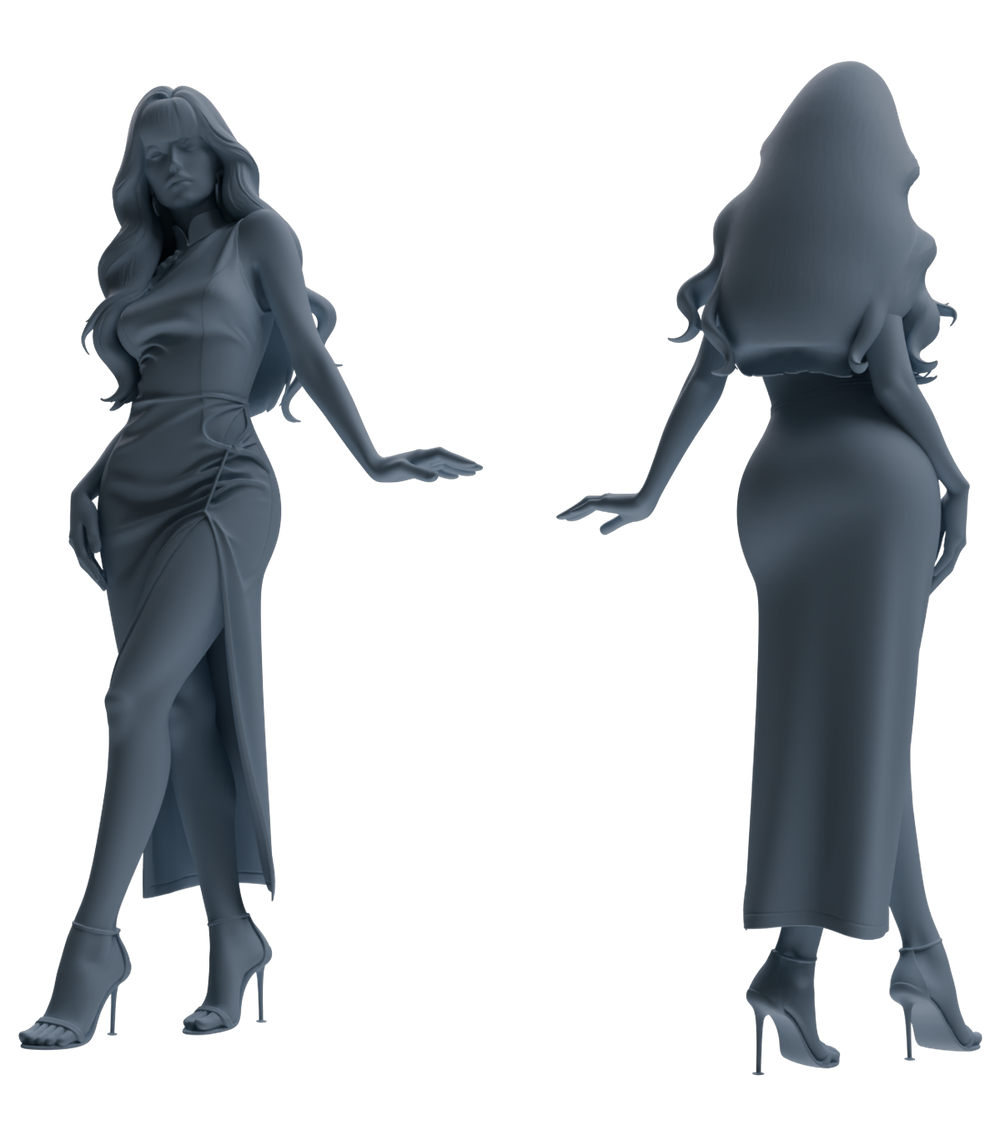 Detail view of MRY-SFW LYTR869 Modified Cheongsam Woman Figure Modern Model 3 pcs Model