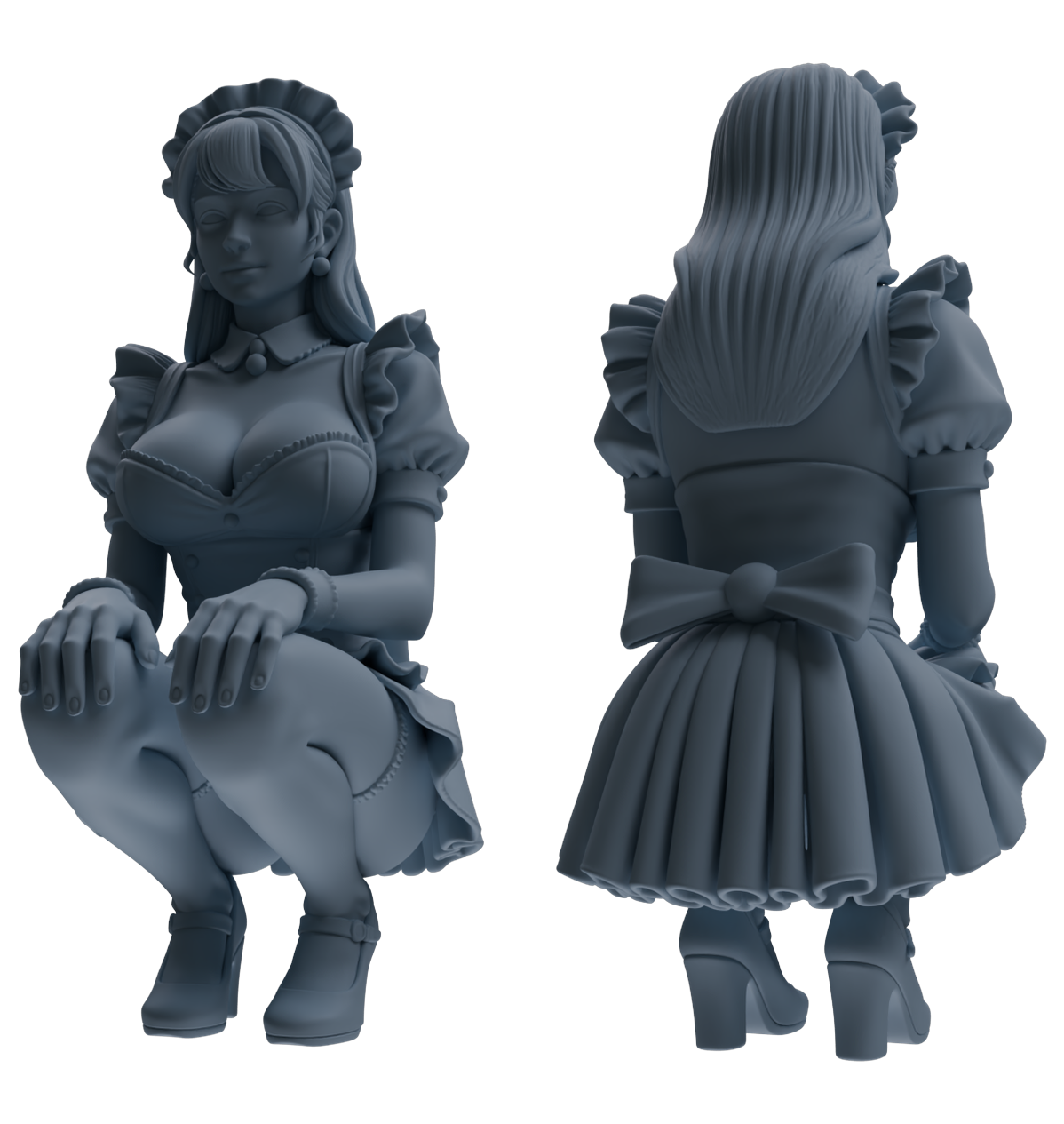 Detail view of MRY-SFW LYTR851 Maid Outfit Figure Modern Model 4 pcs Miniature Car Diorama Figures Scene Props Accessories Resin Model