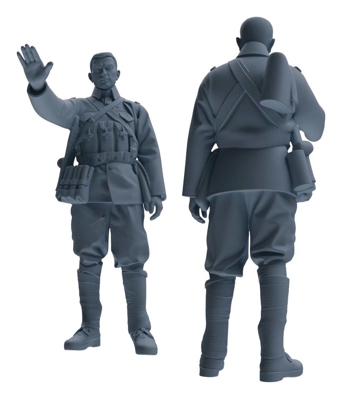 Detail view of MRY-SFW LYGR610 Historical People's Liberation Army Six-Person Command Group Model