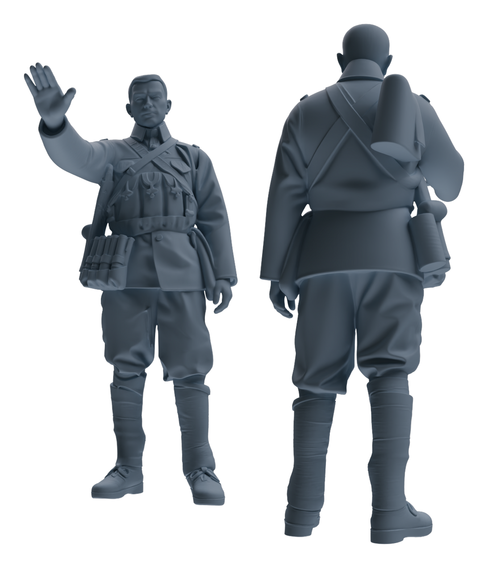Detail view of MRY-SFW LYGR610 Historical People's Liberation Army Six-Person Command Group Model