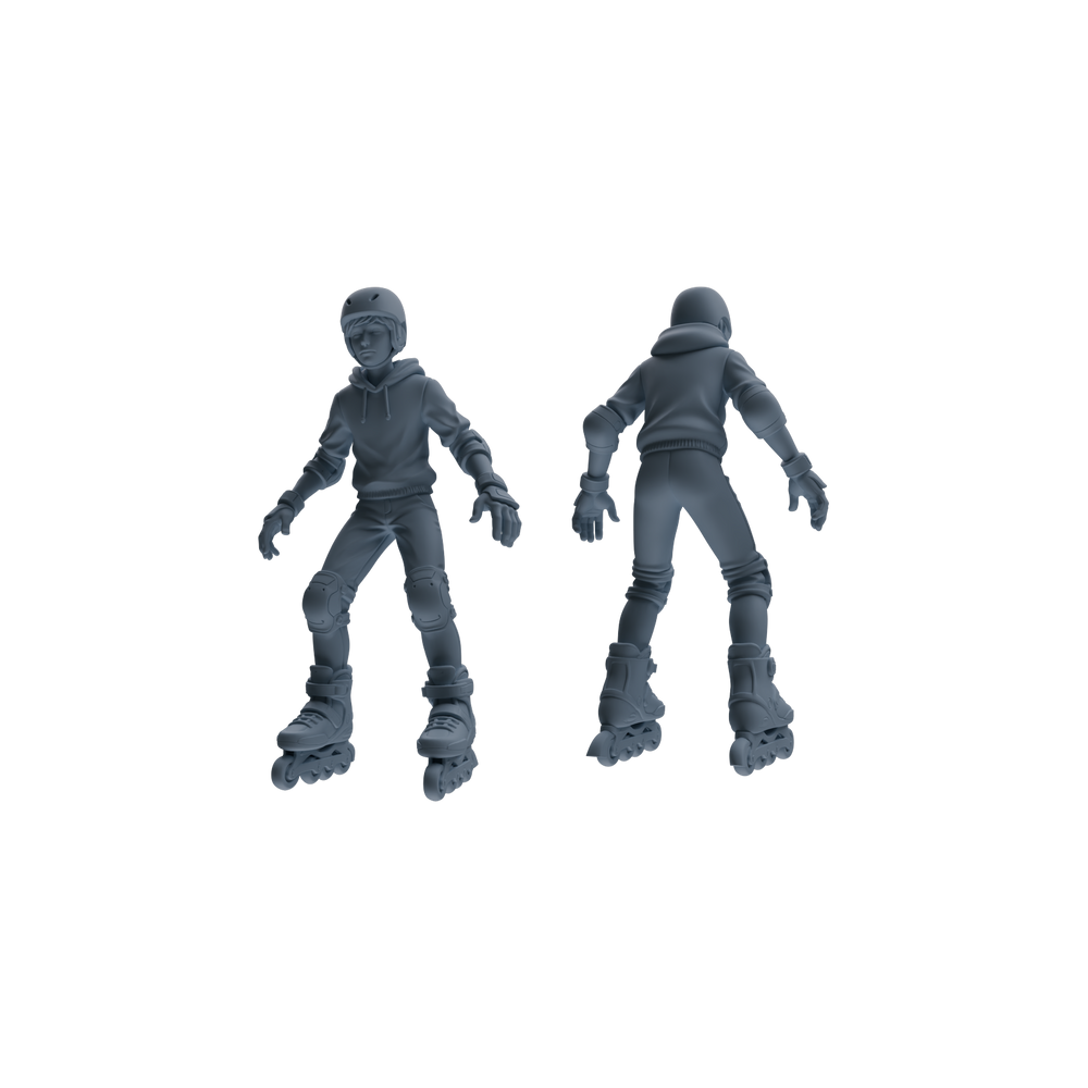 Detail view of MRY-SFW LYTR799 Roller Skating Figure Modern Model 5 pcs Miniature Car Diorama Figures Scene Props Accessories Resin Model