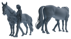Detail view of MRY-SFW LYTR905 Horse Trainer with Horse Modern Model 4 pcs Model