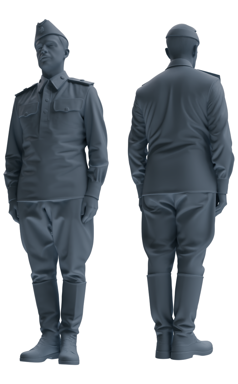 Detail view of MRY-SFW LYGR731 WWII Soviet Army War Scene Six-Person Daily Routine Group Model