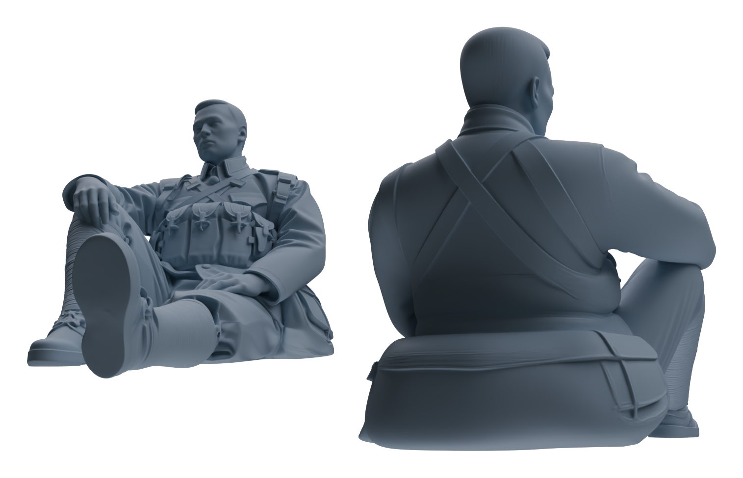 Detail view of MRY-SFW LYGR608 Historical People's Liberation Army Seven-Person Rest Group Model