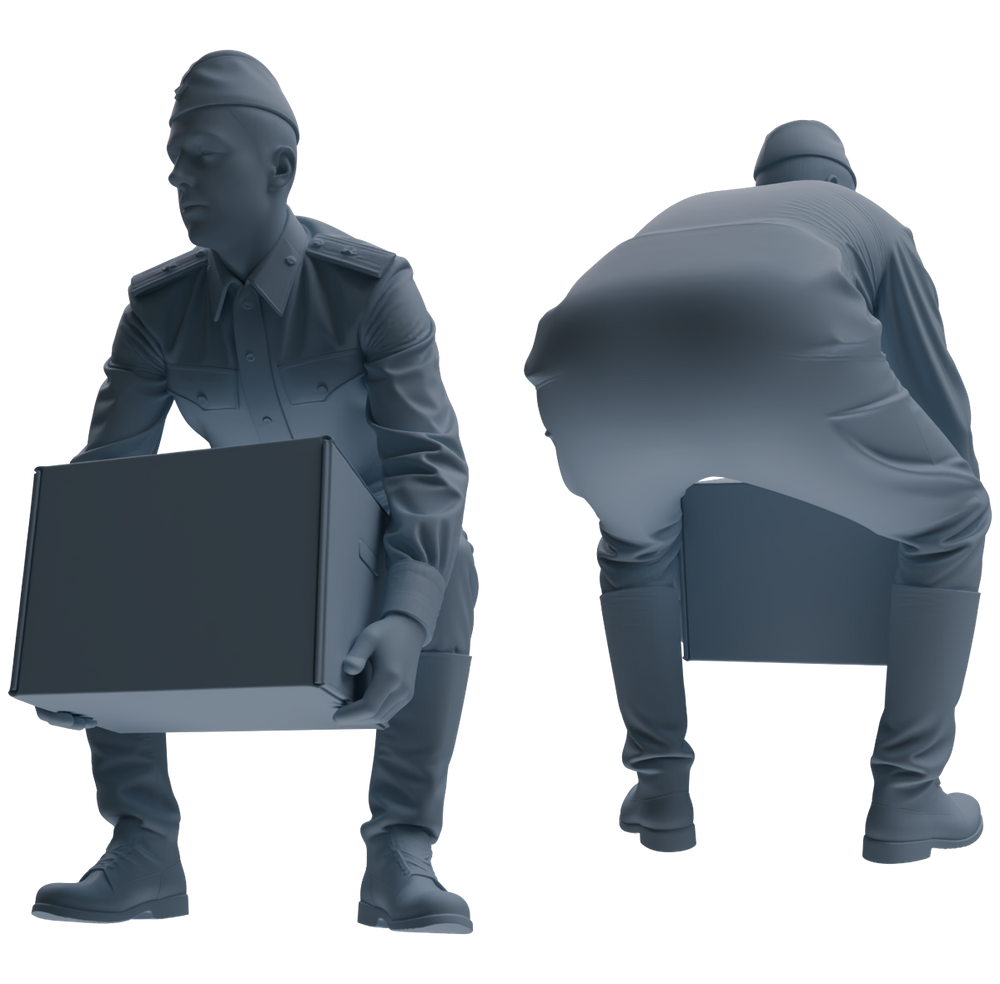 Detail view of MRY-SFW LYGR727 WWII Soviet Army War Scene Six-Person Carrying Group Model
