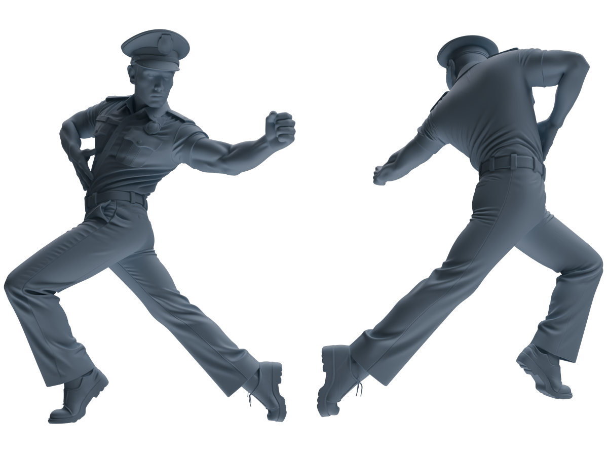 Detail view of MRY-SFW LYGR769 Modern Hong Kong Police Six-Person Dancing Group Model