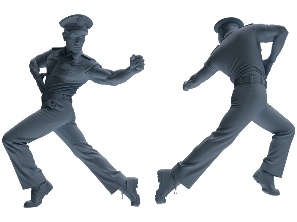 Detail view of MRY-SFW LYGR769 Modern Hong Kong Police Six-Person Dancing Group Model