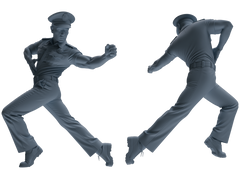 Detail view of MRY-SFW LYGR769 Modern Hong Kong Police Six-Person Dancing Group Model