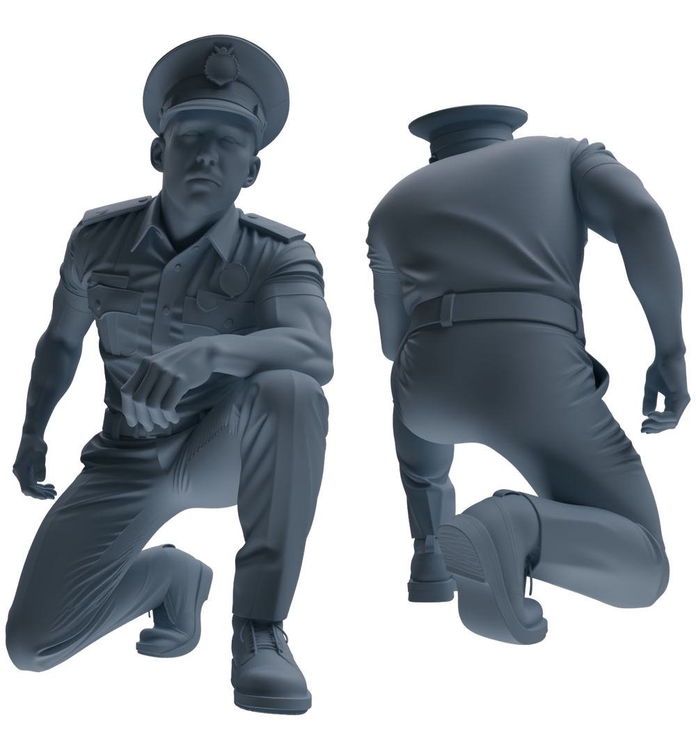 Detail view of MRY-SFW LYGR764 Modern Hong Kong Police Six-Person Ambush Group Model