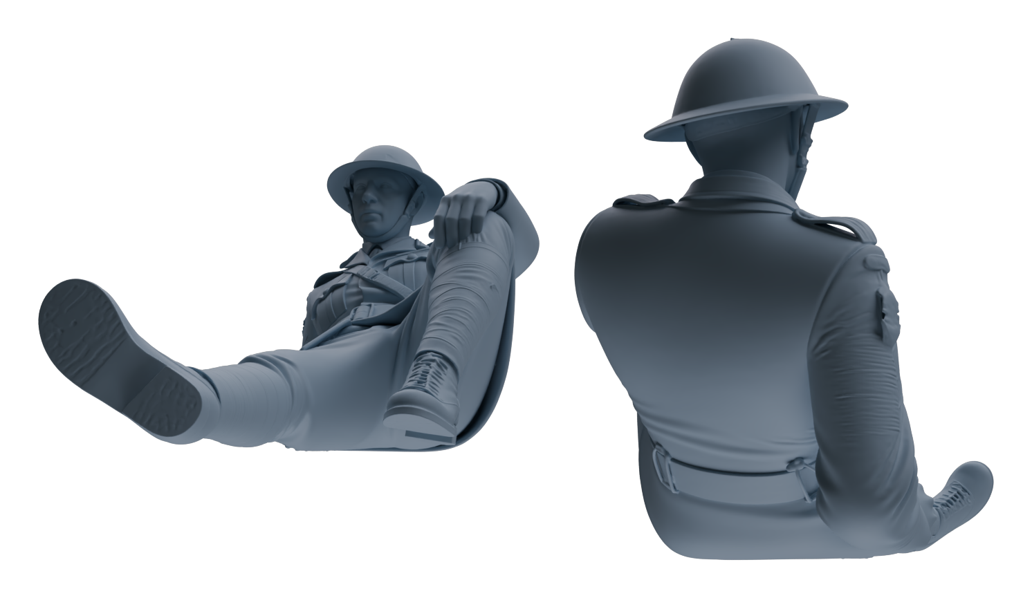 Detail view of MRY-SFW LYGR601 Historical WWII British Army Seven-Person Rest Group Model