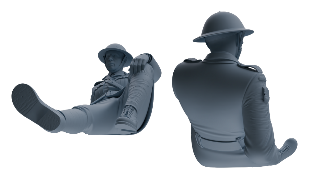Detail view of MRY-SFW LYGR601 Historical WWII British Army Seven-Person Rest Group Model