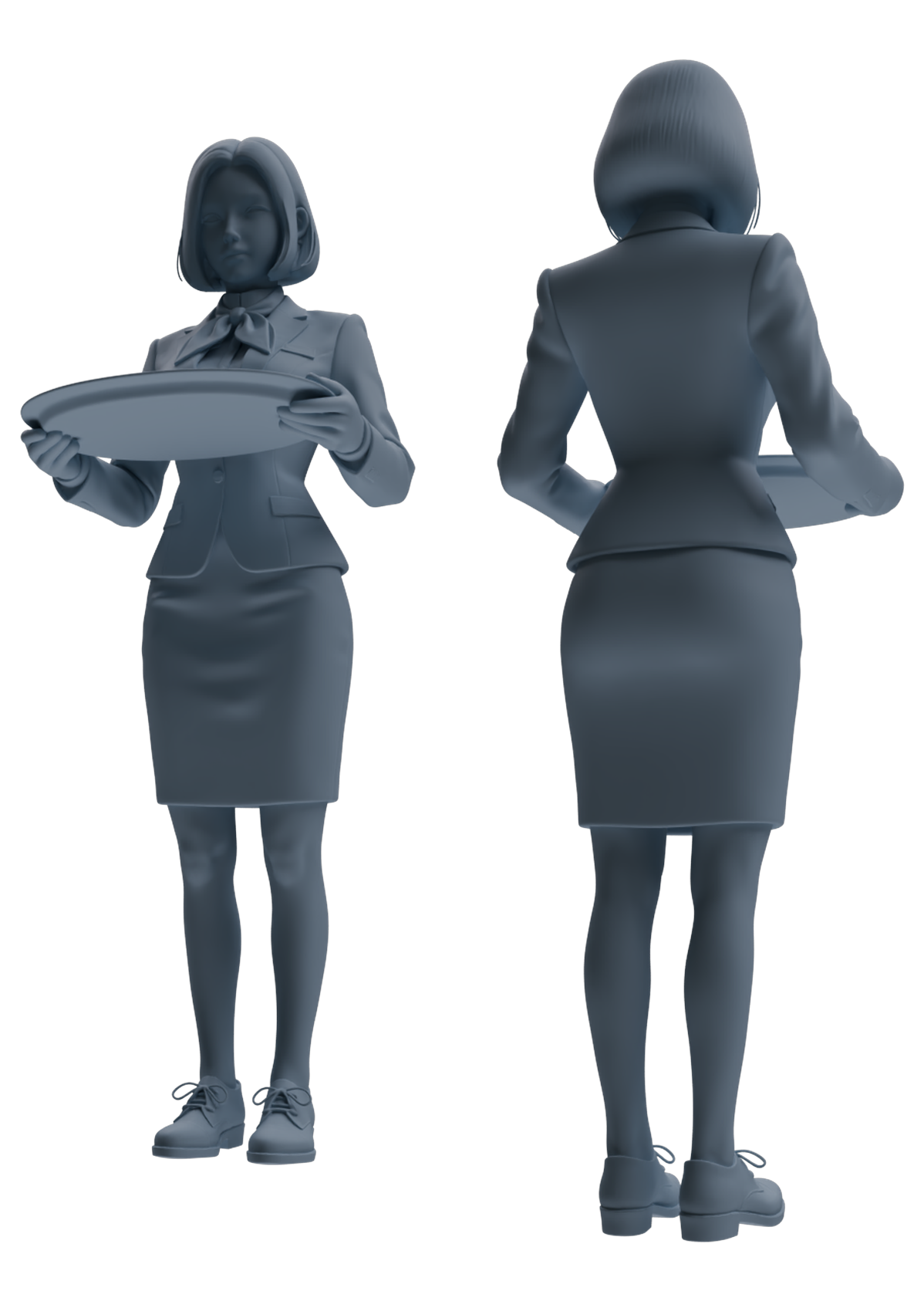 Detail view of MRY-SFW LYTR861 Service Pose Professional Woman Figure Modern Model 4 pcs Miniature Car Diorama Figures Scene Props Accessories Resin Model