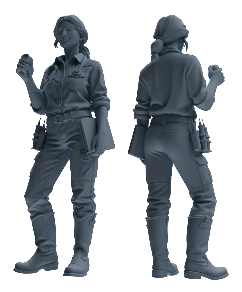Detail view of MRY-SFW LYTR912 Farm Veterinarian with Livestock Modern Model 4 pcs Model