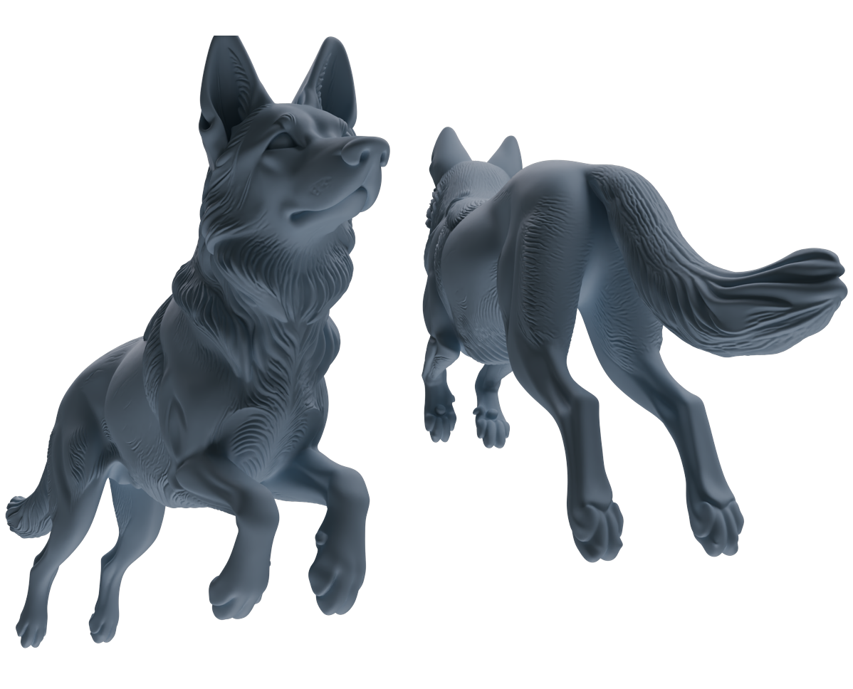 Detail view of MRY-SFW LYTR839 German Shepherd Pose Model 4 pcs Miniature Car Diorama Figures Scene Props Accessories Resin Model