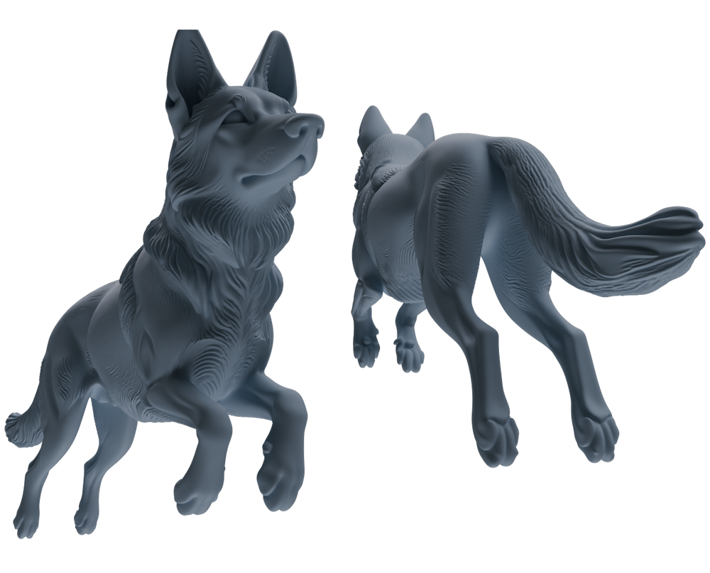 Detail view of MRY-SFW LYTR839 German Shepherd Pose Model 4 pcs Miniature Car Diorama Figures Scene Props Accessories Resin Model