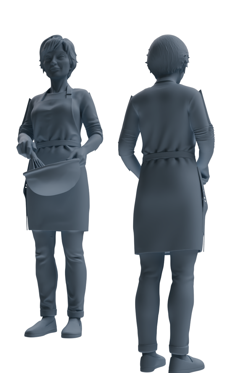 Detail view of MRY-SFW LYTR923 Cooking Woman Multi-pose Modern Model 3 pcs Model