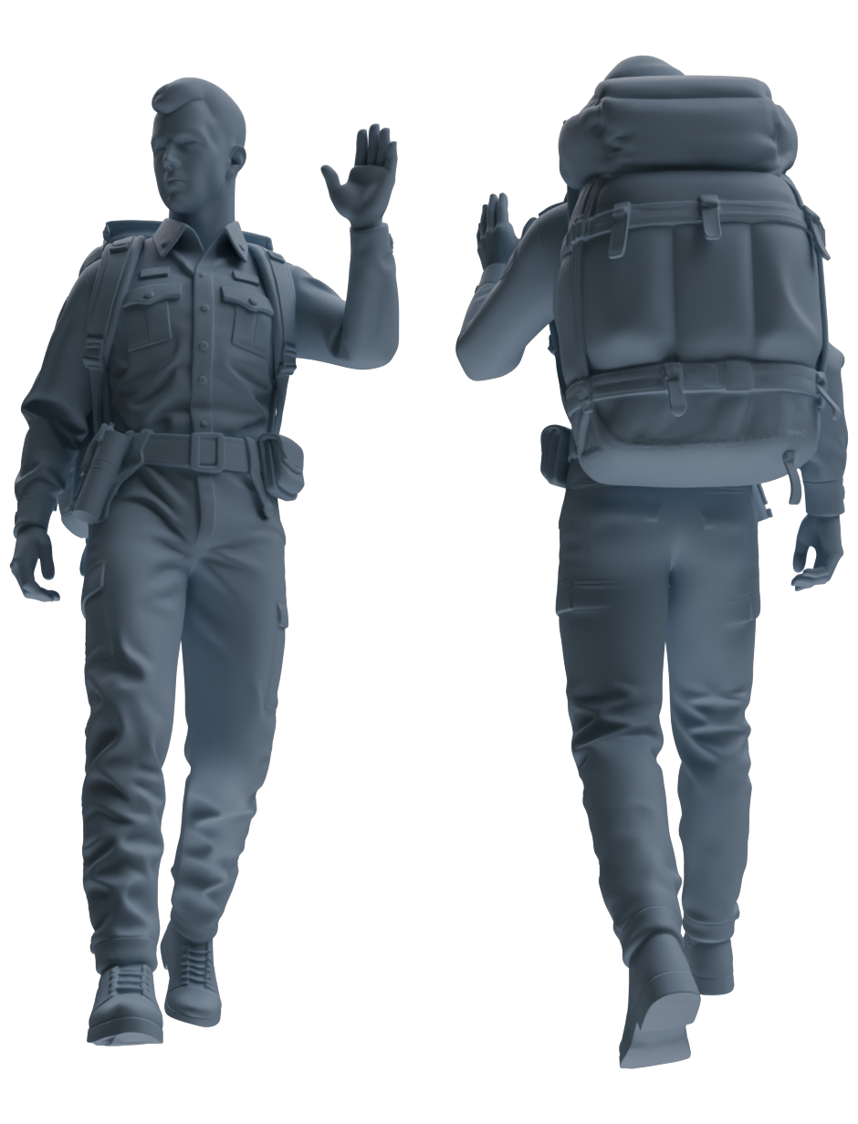 Detail view of MRY-SFW LYGR678 Los Angeles Patrol Police Seven-Person Foot Patrol Group Model