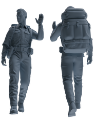 Detail view of MRY-SFW LYGR678 Los Angeles Patrol Police Seven-Person Foot Patrol Group Model