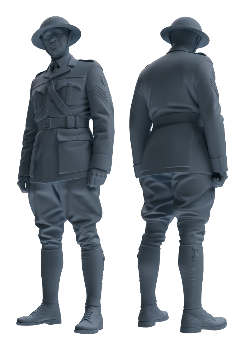 Detail view of MRY-SFW LYGR599 Historical WWII British Army Six-Person Daily Routine Model