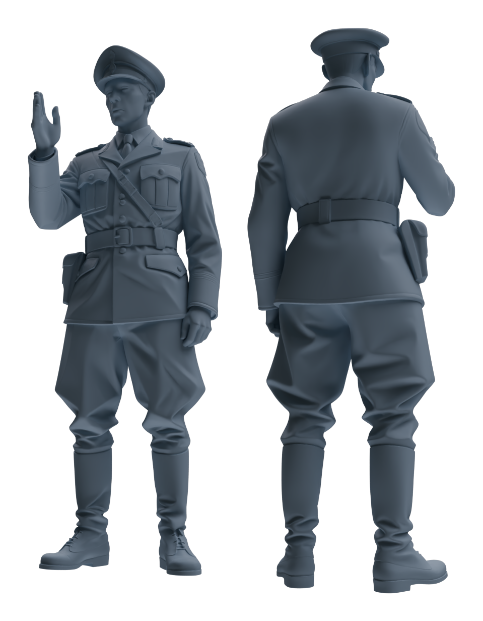 Detail view of MRY-SFW LYGR584 WWII French Army Six-Person Daily Routine 2 Model