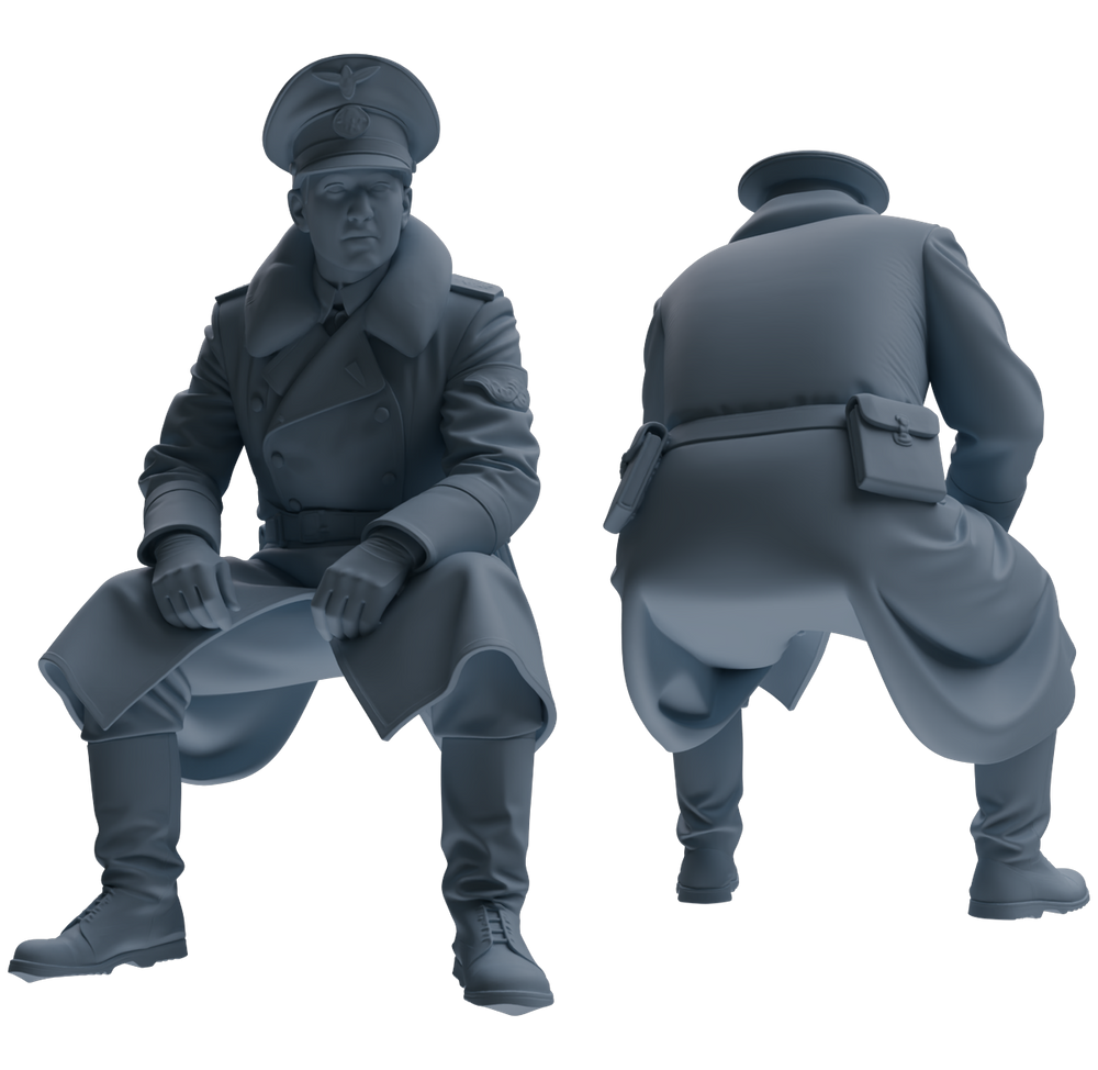 Detail view of MRY-SFW LYGR708 WWII German Army War Scene Six-Person Tactical Designation Group Model