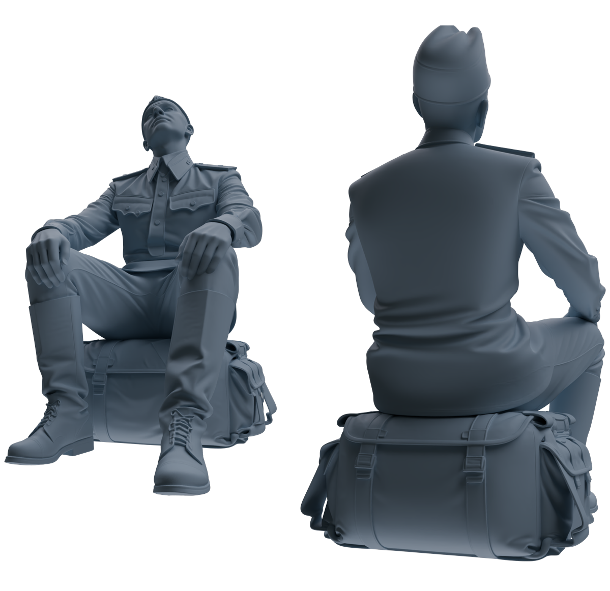 Detail view of MRY-SFW LYGR734 WWII Soviet Army War Scene Seven-Person Rest Group Model