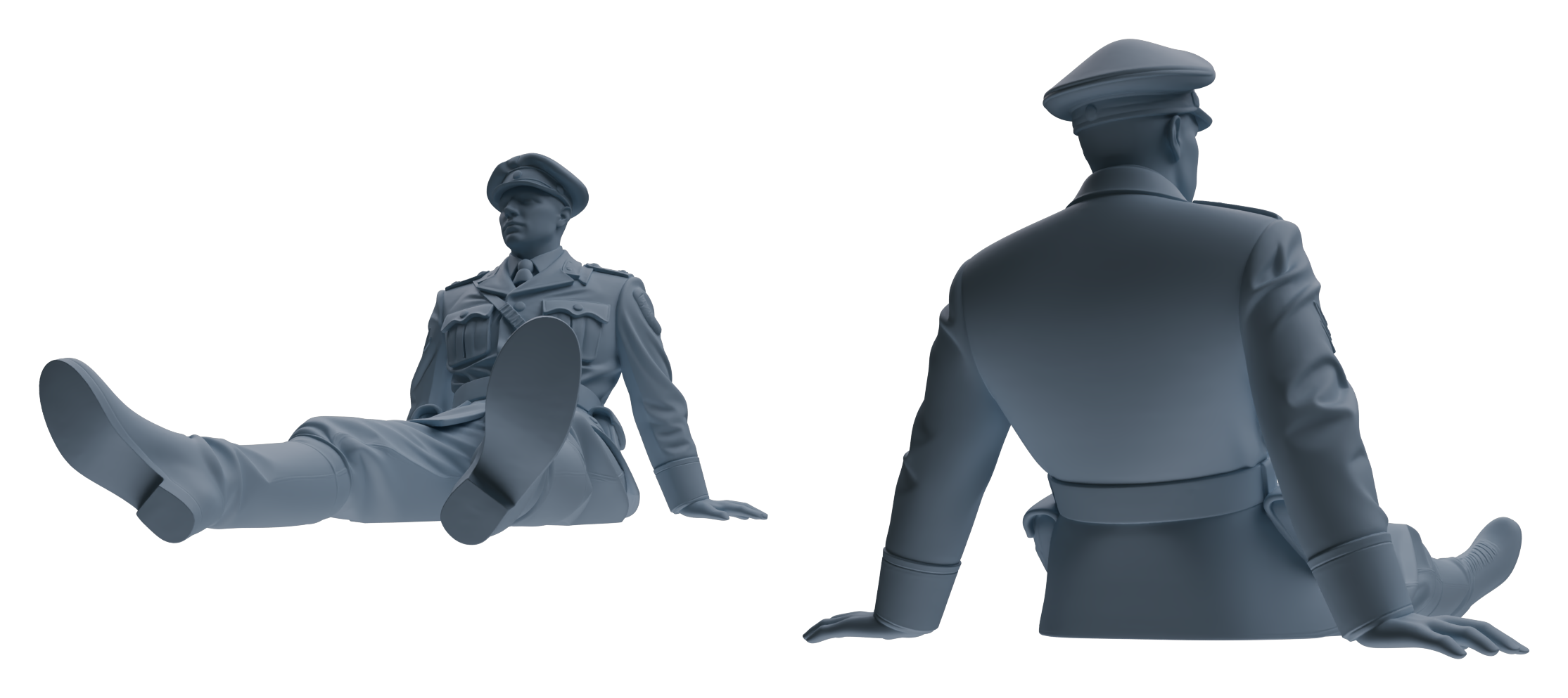 Detail view of MRY-SFW LYGR587 WWII French Army Seven-Person Rest Group Model