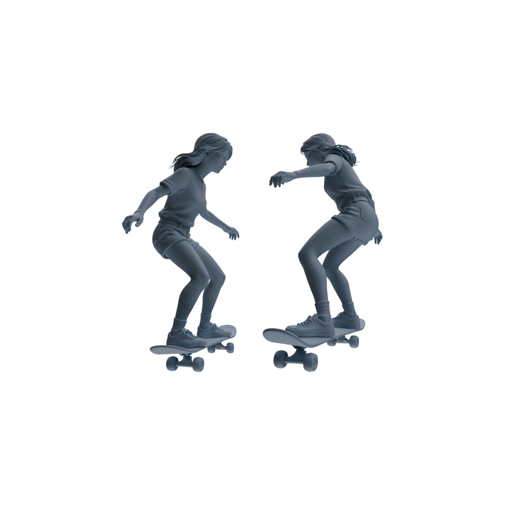 Detail view of MRY-SFW LYTR788 Skateboard Scooter Figure Modern Model 4 pcs Miniature Car Diorama Figures Scene Props Accessories Resin Model