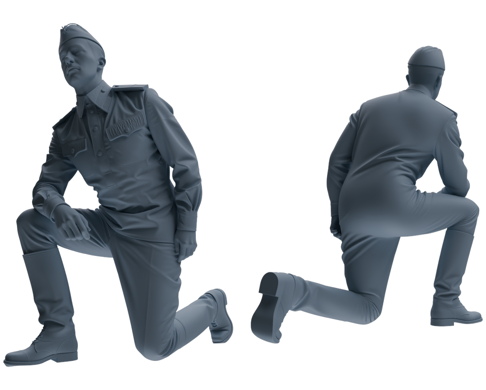 Detail view of MRY-SFW LYGR730 WWII Soviet Army War Scene Six-Person Criticism Group Model