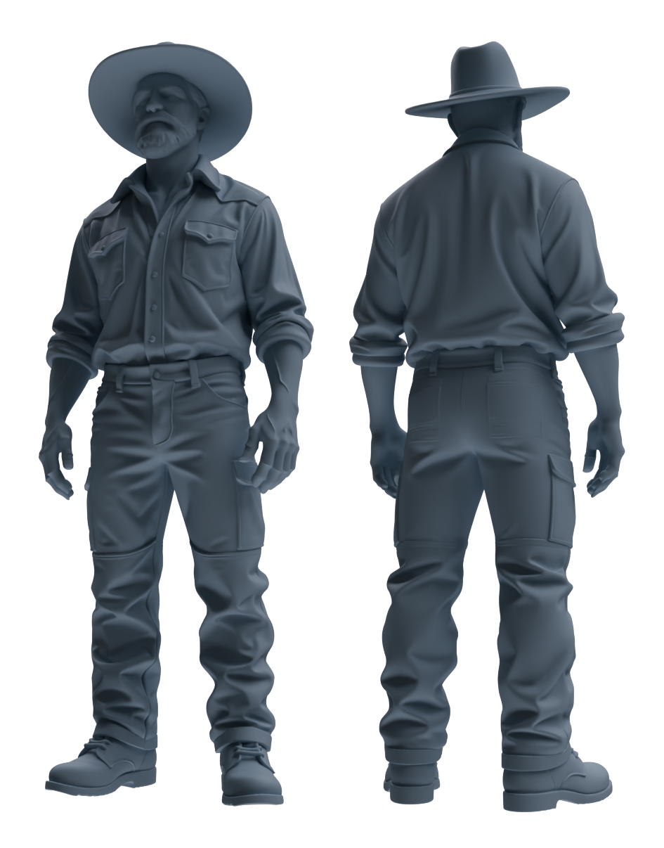 Detail view of MRY-SFW LYTR906 Farm Worker Man Modern Model 4 pcs Model
