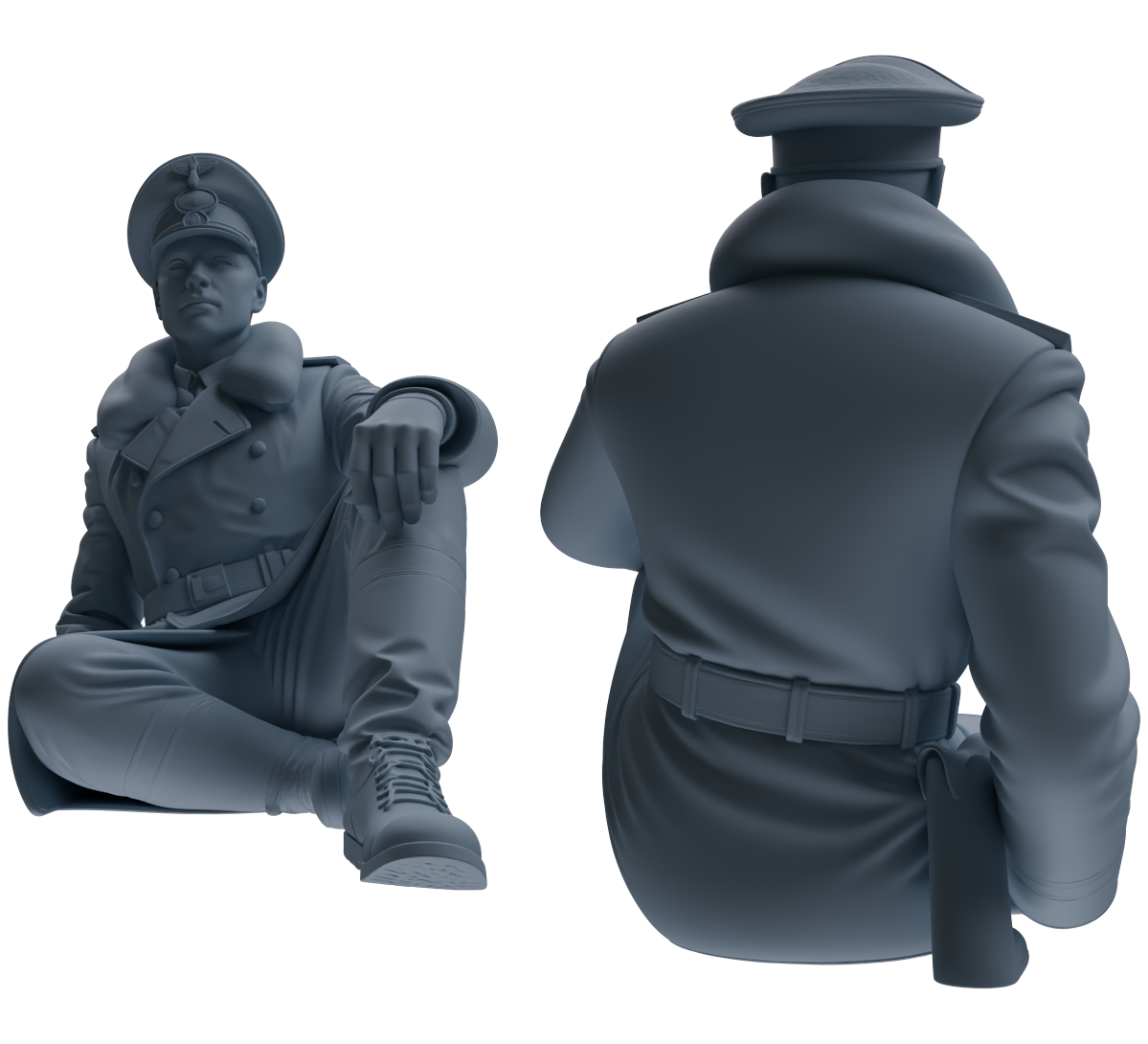 Detail view of MRY-SFW LYGR710 WWII German Army War Scene Six-Person Rest Group Model