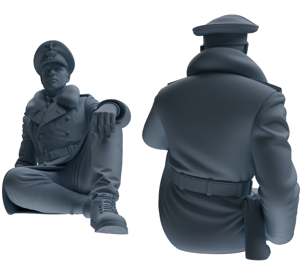 Detail view of MRY-SFW LYGR710 WWII German Army War Scene Six-Person Rest Group Model