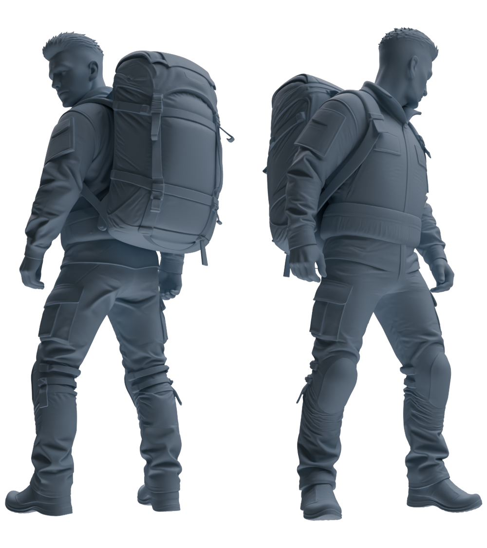 Detail view of MRY-SFW LYGR693 Modern U.S. Military Six-Person Hiking Group Model