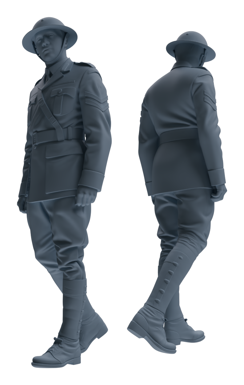 Detail view of MRY-SFW LYGR600 Historical WWII British Army Six-Person Daily Routine 2 Model