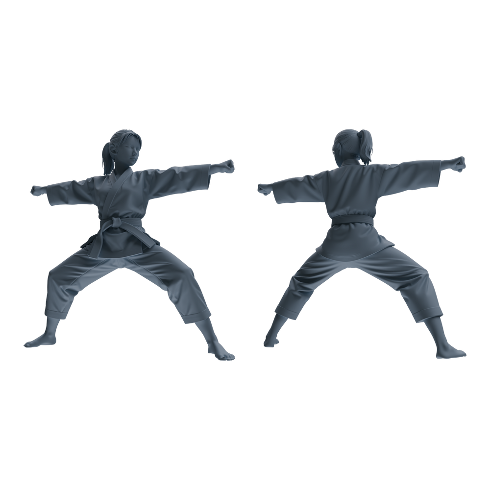 Detail view of MRY-SFW LYTR814 Karate Child Athlete Figure Modern Model 4 pcs Miniature Car Diorama Figures Scene Props Accessories Resin Model