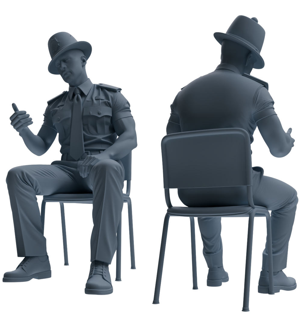 Detail view of MRY-SFW LYGR802 Modern British Police Six-Person Conversation Group Model