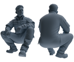 Detail view of MRY-SFW LYGR683 Modern U.S. Military Six-Person Crouching Position Model