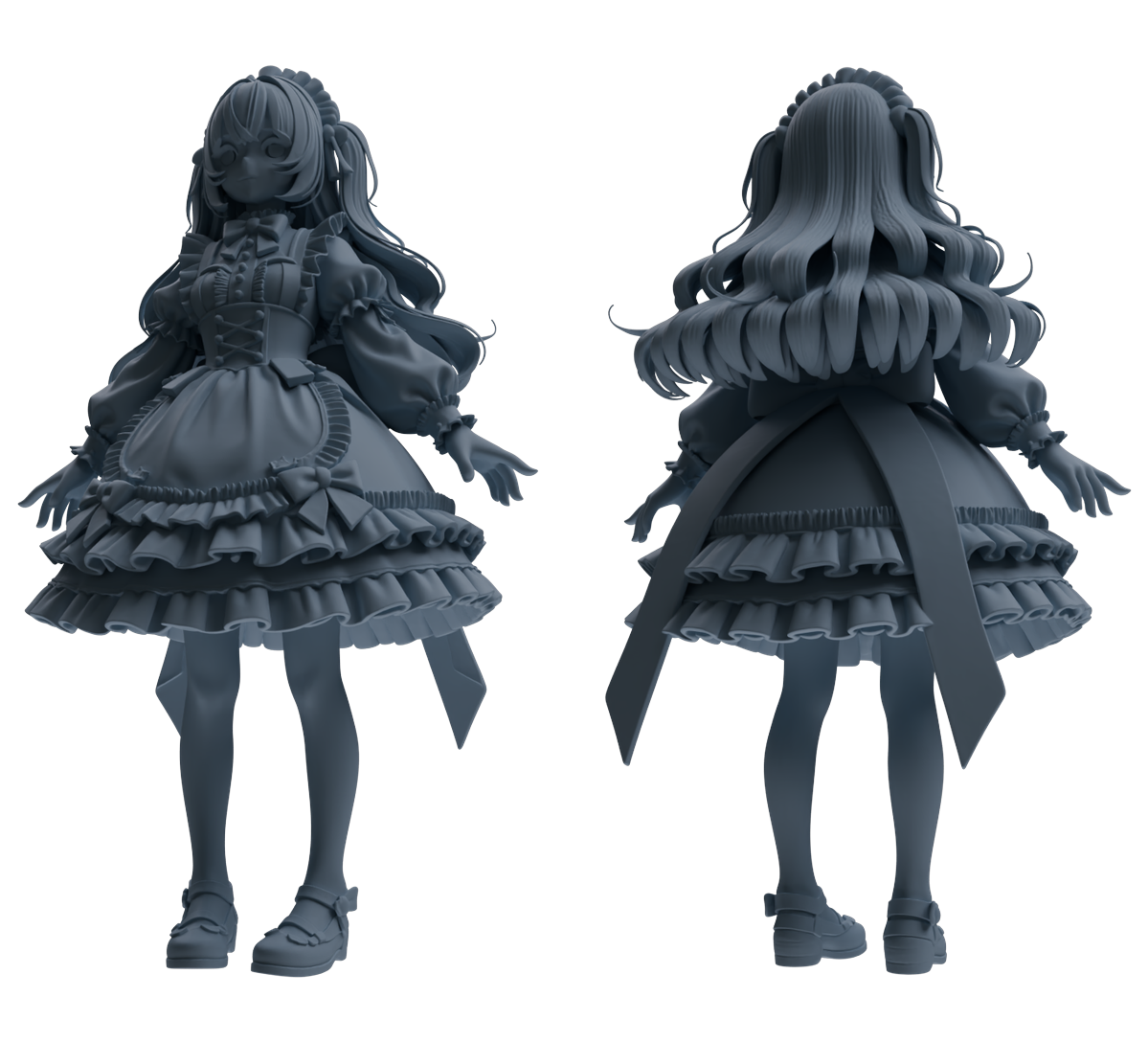 Detail view of MRY-SFW LYTR871 Lolita Girl Figure Modern Model 3 pcs Model
