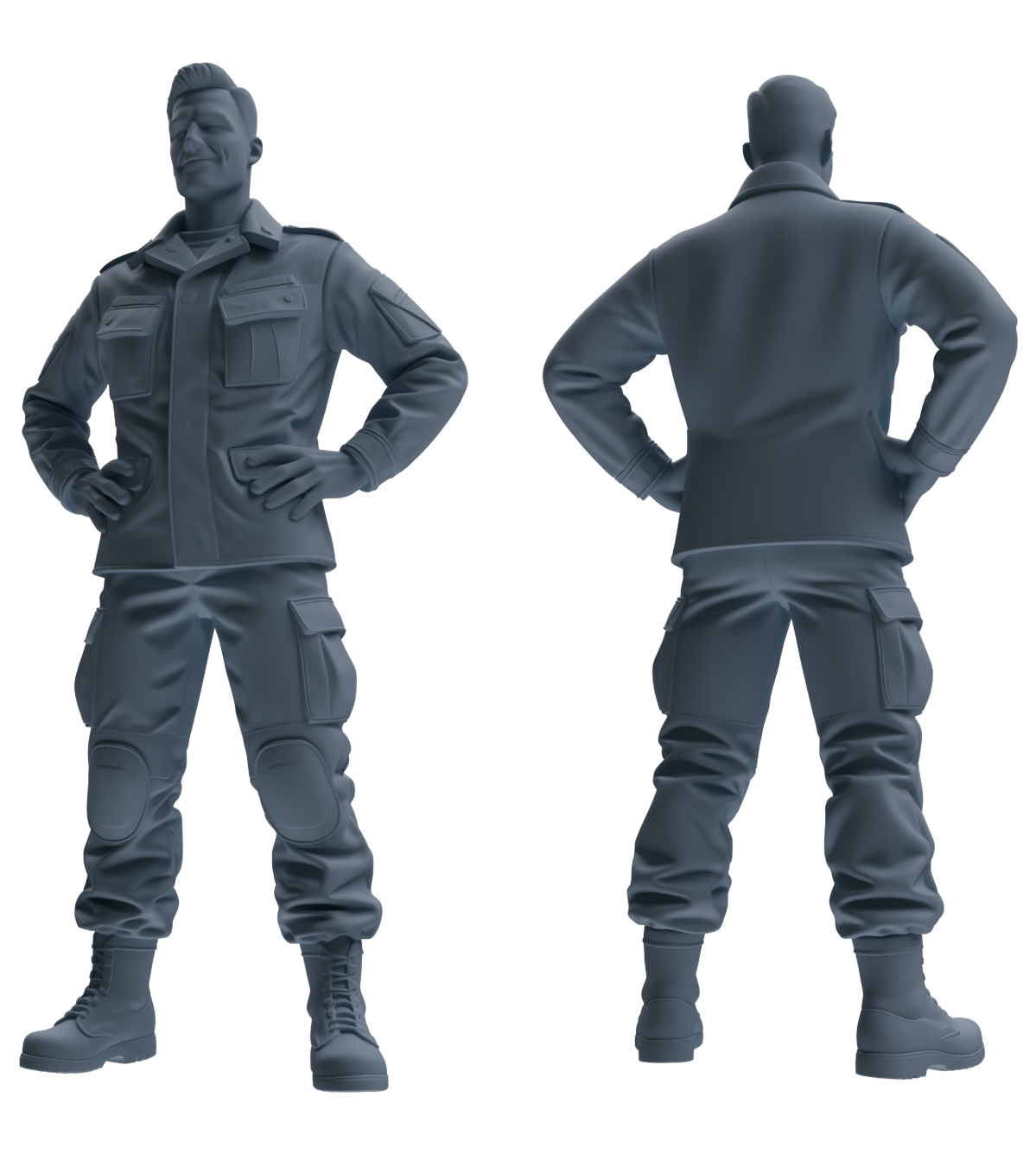 MRY-SFW SSTR195 Miniatures Soldier Model Kit Celebrating Soldier Pose Modern Model 4 pcs