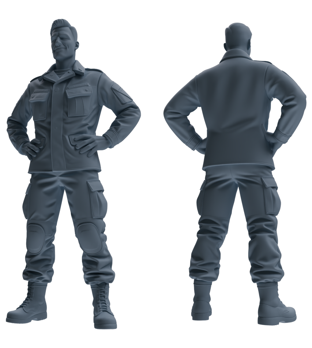 MRY-SFW SSTR195 Miniatures Soldier Model Kit Celebrating Soldier Pose Modern Model 4 pcs